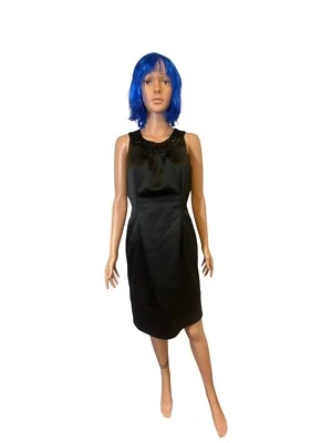Vestido negro satinado The Limited Event para mujer negro azabache con cuentas talla 10 Foto 1 de 4