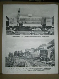 Gravure train ligne Culoz Modane wagon citerne S.T.E.F. société laitiére Maggi - Imagen 1 de 1