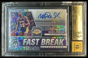 MAGIC JOHNSON 2020-21 Panini Mosaic Fast Break Auto BGS 9.5 Lakers *CASE FLAW* - Picture 1 of 3
