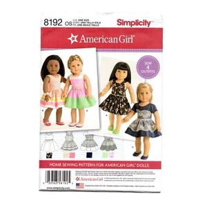 Simplicity 8192 American Girl 18" Fancy Dresses Doll Clothing Sewing Pattern  - Picture 1 of 2
