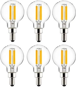 LED G16.5 Filament Globe Light Bulb 5W(60W=) E12 Base 50K Super White - 6 Pack - Picture 1 of 2