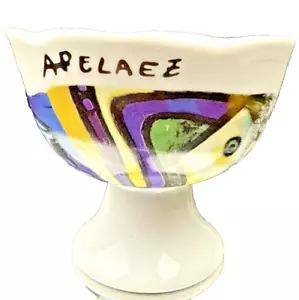 Rare Amelia Pelaez Signed Ceramic Pedestal Bowl Bellas Arte En Casa 3.25” EUC - Picture 1 of 13