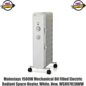 Mainstays 1500W Mechanical Oil Filled Electric Radiant Space Heater, White - Picture 1 of 14