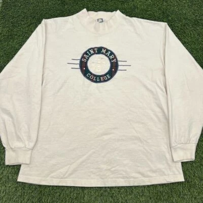 Camiseta De Colección Años 90 Saint Mary College Adulto XL Blanca Cuello Simulado Manga Larga Foto 1 de 4