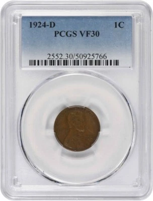 1924-D Lincoln Cent VF30 PCGS - Image 1 of 2