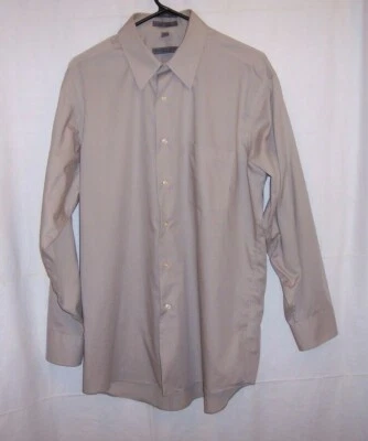 Men's Geoffrey Beene 16_1/2 32/33 Solid Brown Dress Button Down Shirt LS EUC - Image 1 of 4
