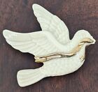 Lenox Off White Cream Colored Bird Dove Gold Toned Ribbon Brooch Pin AS IS
