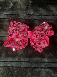 Vintage JoJo Siwa Jumbo Hair Bow. Dark Pink w/ Sequin  Dark Pink Hearts - Picture 1 of 4