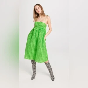 BAUM UND PFERDGARTEN Midi Alvina grün verstellbare Träger Kleid mit Taschen US 4 - Bild 1 von 14