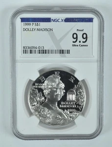 1999-P Dolley Madison Commemorative Silver Dollar Proof 9.9 UCAM NGC X *7374 - Picture 1 of 5