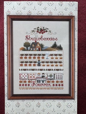 Strawberries Forever Told In A Garden Vintage Cross Stitch Pattern Chart Amish - Image 1 of 4