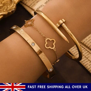 3 Stück Französisches Glücksklee Damen Armband Set Hochwertig Edelstahl Heiß... - Bild 1 von 9