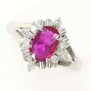 Jewelry Platinum 900 ring 9 size Ruby 0.71 Diamond About5.2g Free shipping Used - Picture 1 of 7