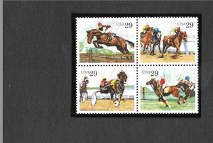 US Stamps, Scott 2756 - #2759 "Sport Horses" 29c Block of 4 (1993) - Picture 1 of 1