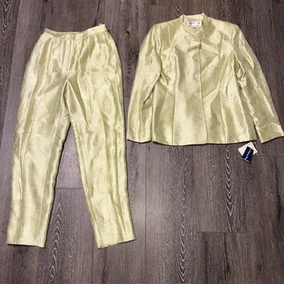 RENA ROWAN DE COLECCIÓN Conjunto de 2 PANTALONES para Mujer Verde Talla 8 Floral 100% Seda Nuevo con Etiquetas Foto 1 de 4