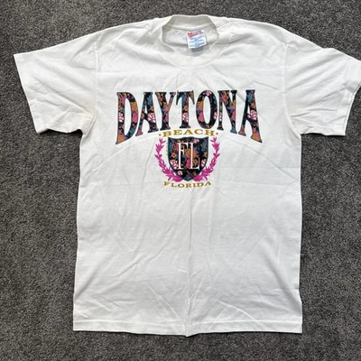 Camiseta De Colección Para Hombres M Daytona Beach Florida Hanes Peso Pesado 50/50 Cuello Redondo Foto 1 de 4