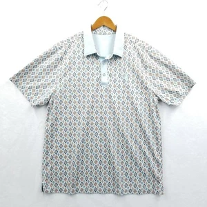 Toes on the Nose Polo Shirt Men XL Blue Geometric Lido Performance UPF Quick Dry - Picture 1 of 8