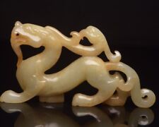 Chinese Antique Han Dynasty Hetian Ancient Jade Carved Statues Dragon Phoenix