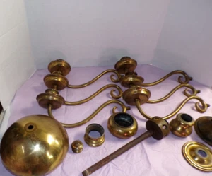 Antik, Vintage, Messing, 6 armig, zerlegt, kompletter Kronleuchter. Teile. - Bild 1 von 24