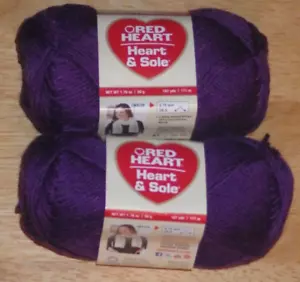 Lot of 2 Skeins, Red Heart Heart & Sole Sock Yarn, Wool/Nylon 50g/187yds, Purple - Picture 1 of 3