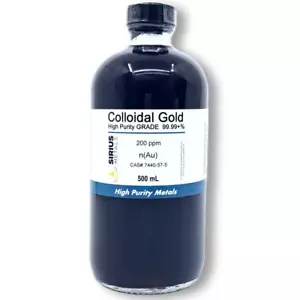Nanopartículas de oro coloidales verdaderas (AuNP): 200 ppm - 500 ml en vidrio - Imagen 1 de 1