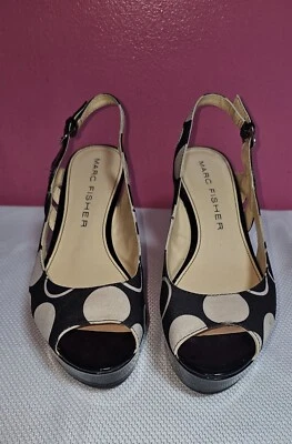 Sandalias Marc Fisher para mujer talla 9M plataforma a lunares cuña honda punta abierta Foto 1 de 4