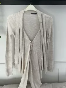Mint Velvet size 8 60% Linen. Soft Stone Coloured Waterfall Cardigan/top - Picture 1 of 11