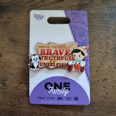 Disney One Family Pinocchio Family Motto Figaro Limited Edition LE300 Rare Pin - Image 1 of 4