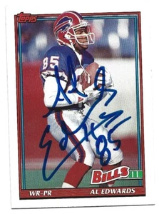 1991 TOPPS AL EDWARDS BUFFALO BILLS ON CARD AUTO SIGNED CARD #48 - Picture 1 of 2
