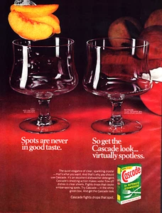 Cascade Dish Detergent Virtually Spotless Peaches Vintage Print Ad 1971 - Picture 1 of 4