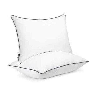 2x Super Luxurious Pack Hollow-fiber Filled Single Piping Edges White Pillows - Picture 1 of 3