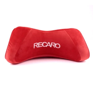 1X Red RECARO Soft Plush Head Pillow Seat Support Headrest Neck Rest Cushion - Foto 1 di 11