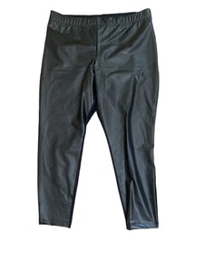 New Old Navy Black High Rise Faux Leather Front Stretch Knit Leggings Size XXL - Picture 1 of 2