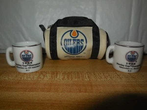 1 edmonton oilers key chain bag 2 mini stanley cup mugs - Picture 1 of 3