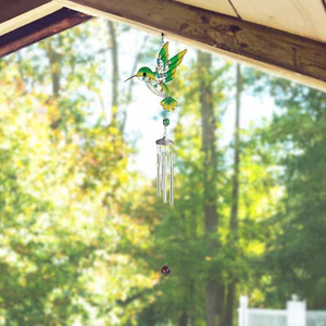 31"Long Hummingbird Sun catcher Wind Chime Silver Gem Home Decor Unique Gift - Picture 1 of 1