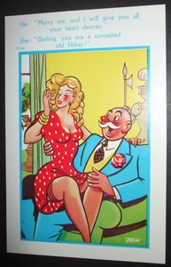 SAUCY Rude Comic STOCKINGS NYLONS BUSTY YOUNG LADY OLDER MAN SUGAR DADDY FIBBER - Picture 1 of 1