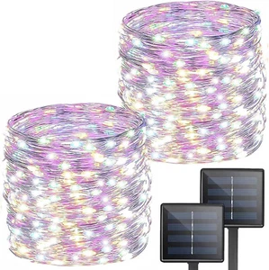 99FT 300LED Solar String Lights Outdoor Yard Lamp Multicolor 8 Modes, 2 Pack - Picture 1 of 10