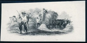 US Vignette die proof on india paper, Hay Wagon, 1850s - Picture 1 of 4