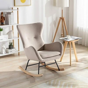 Upholstered Rocking Chair Modern Accent Chair Armchair Comfy Single Sofa Chair - Picture 1 of 66