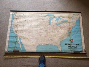 Vintage Pennsylvania Railroad PRR and Connections United States wall map PA Big! - Picture 1 of 7