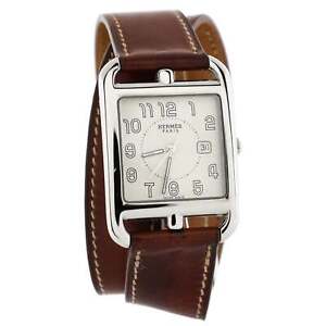 Hermes Cape Cod Double Tour Quartz Watch Stainless Steel and Leather 29 -