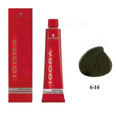 SCHWARZKOPF IGORA ROYAL COLOUR 6-16 DARK BLONDE CENDRE AUBURN LONG LASTING 60g - image 1 of 4