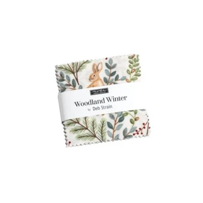 Moda Woodland Winter Mini Charm Pack By Deb Stain Christmas Deer Check Fabric - Image 1 of 4