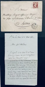 Francia 80 Cent 1860 Busta 3’ Porto Tariffa Militari A Roma Pontificio RRR - Foto 1 di 7