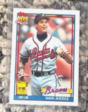 1991 Dave Justice Topps VERY RARE ERROR Topps says 3 round, should say 4th Round