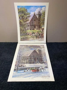 2 PRINTS ST PAULS & THE WEDDING FORT ERIE ONTARIO SIGNED BRIAN McNAMARA - Foto 1 di 3