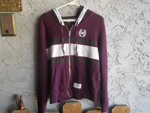 PINK Victoria's Secret Women's Hoodie Jacket Burgundy /White - Picture 1 of 3