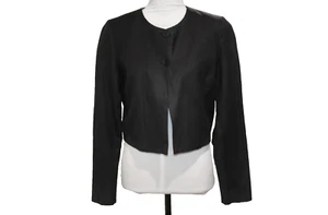 Agnes B Blazer Damen 40 schwarz leicht tailliert Sakko 2-Knopf Baumwolle Leinen - Bild 1 von 5
