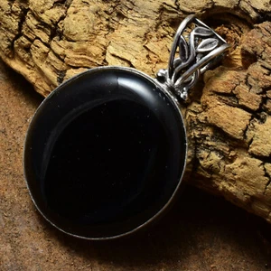 Belli Onice Nera Gemma 925 Argento Sterling Fatto a Mano Pera Ciondolo - Foto 1 di 5