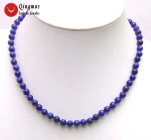 6mm Round Natural Blue Lapis Lazuli Necklace for Women 17" Chokers Stone Jewelry - Picture 1 of 3